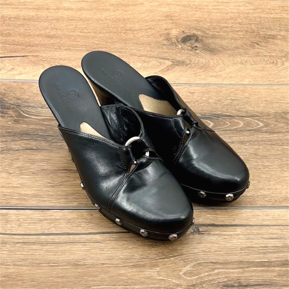 Cole Haan Kenna Women's Size 7‎ Black Leather Studded Platform Mules